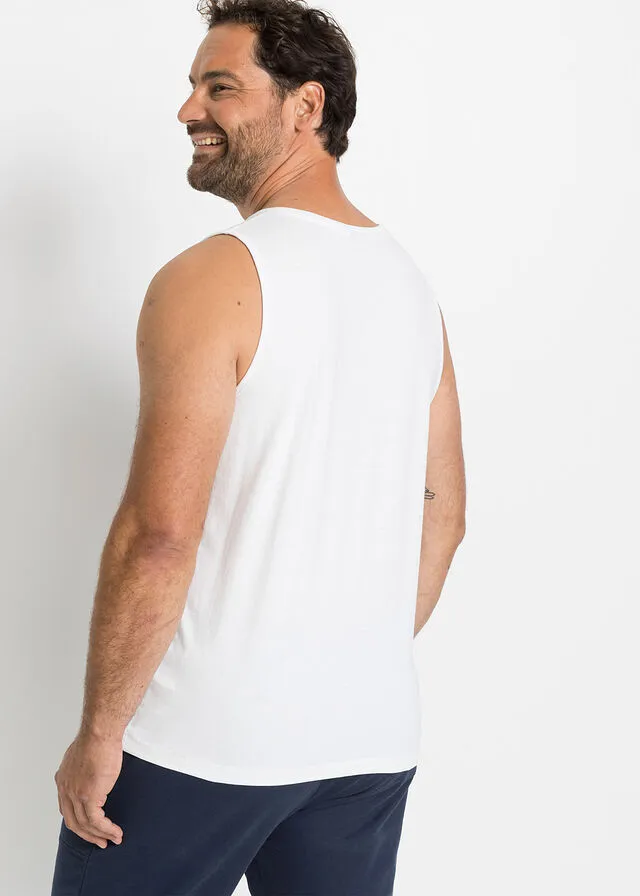 CAMISETA SIN MANGAS (2 UNIDADES) DE CORTE AJUSTADO AZUL MARINOBLANCO ESTAMPADO